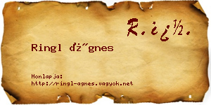 Ringl Ágnes névjegykártya