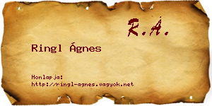 Ringl Ágnes névjegykártya